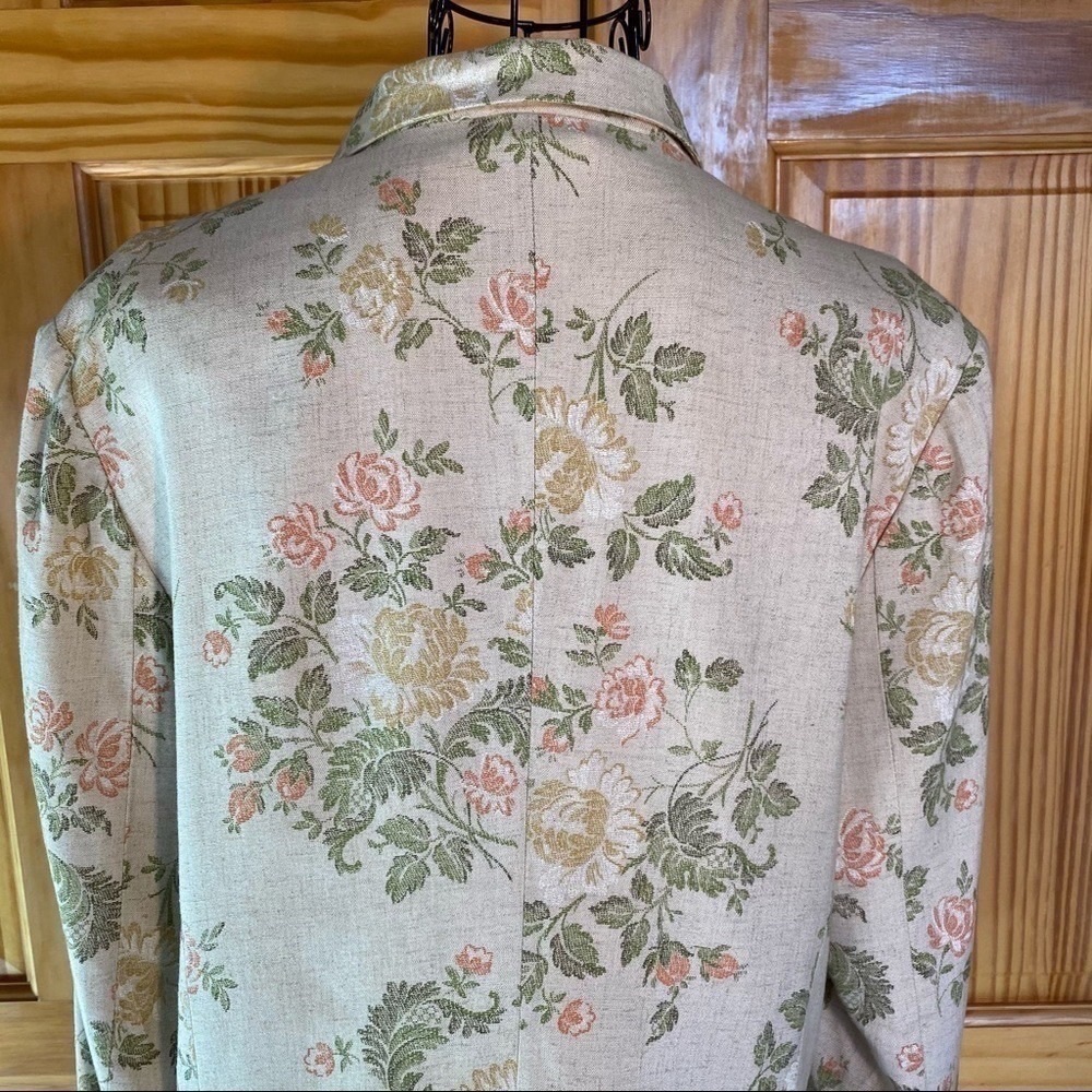 Vintage Paul Harris Lined Floral Linen Rayon Blazer Size Large - Picture 9 of 15